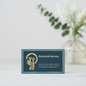ミニマル金ゴールドラインフレーム電気修理 名刺 (スタンド正面)