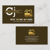 ミニマル金ゴールドラインモノグラムホームムービング 名刺 (正面/裏面)