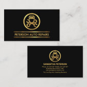 ミニマル金ゴールドライン自動修復ガレージ 名刺 (正面/裏面)