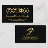 ミニマル金ゴールドライン電気アイコン 名刺 (正面/裏面)