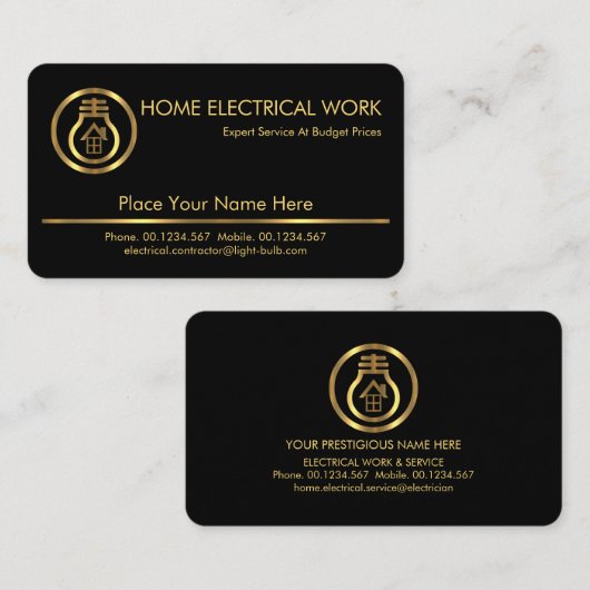 ミニマル金ゴールドライン電気サービス 名刺 (正面/裏面)