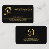 ミニマル金ゴールドライン電気技師サービス 名刺 (正面/裏面)