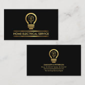 ミニマル金ゴールドライン電気技師サービス 名刺 (正面/裏面)