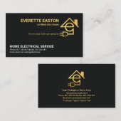 ミニマル金ゴールドレターE電気ホームパワープラグ 名刺 (正面/裏面)