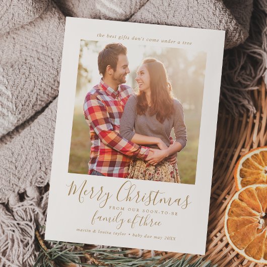 ミニマル金ゴールド三妊娠写真家族 シーズンカード