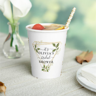 ミニマル金ゴールド幾何ブライダルシャワー紙Cu 紙コップ