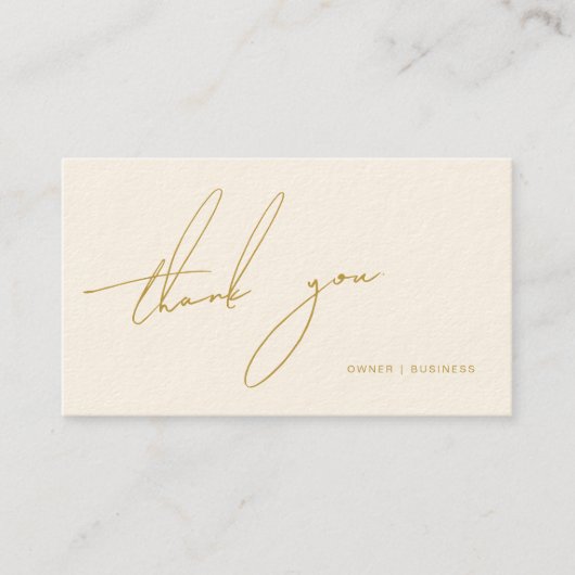 ミニマル金ゴールド手書きスクリプトベージュ 名刺 (正面)