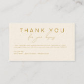 ミニマル金ゴールド手書きスクリプトベージュ 名刺 (裏面)