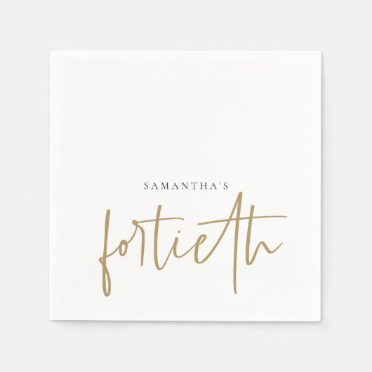 ミニマル金ゴールド手書きスタイル名40番目 スタンダードカクテルナプキン (正面)