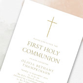 ミニマル金ゴールド文字クロスファースト聖餐式 招待状