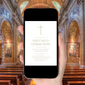 ミニマル金ゴールド文字クロスファースト聖餐式 招待状