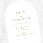 ミニマル金ゴールド文字QRコードアー結婚チ 招待状