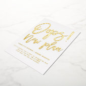 ミニマル金ゴールド新結婚計画の日付の変更 箔招待状 (回転した状態)