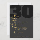ミニマル金ゴールド書道の誕生日招待状 招待状 (正面)