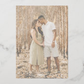 ミニマル金ゴールド書道スクリプトグリーン 箔招待状 (裏面)