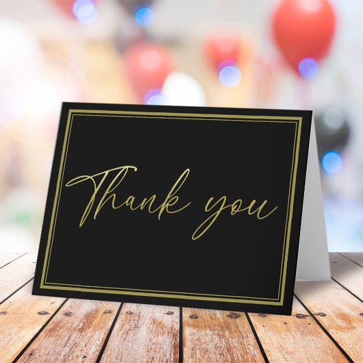 ミニマル金ゴールド書道ブラックシンプルありがとう サンキューカード