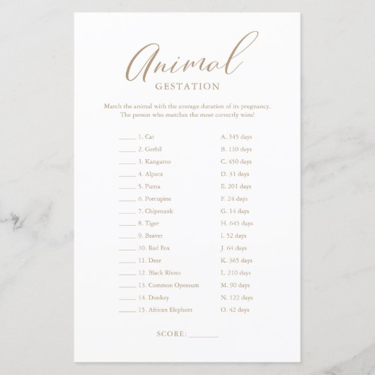 ミニマル金ゴールド書道ベビーゲステーションゲーム (正面)