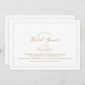 ミニマル金ゴールド水平ブライダルシャワー 招待状 (正面/裏面)