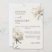 ミニマル金ゴールド牡丹フォト結婚式招待状 セーブザデート (正面)