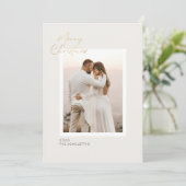 ミニマル金ゴールド独身のスクリプトフォトクリスマスカード 招待状 (スタンド正面)