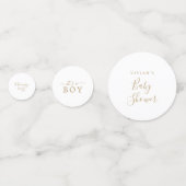 ミニマル金ゴールド男の子のシャワーのテーブル コンフェッティ (正面)