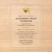 ミニマル金ゴールド白モダン卒業 アクリル招待状 (正面)