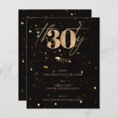 ミニマル金ゴールド第30回予算バースデーパーティーメニュー (正面/裏面)