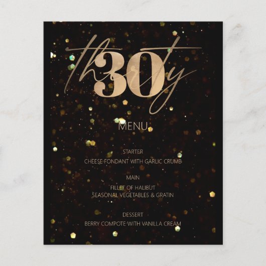ミニマル金ゴールド第30回予算バースデーパーティーメニュー (正面)