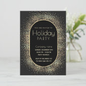 ミニマル金ゴールド紙吹雪企業のホリデーパーティー 招待状 (スタンド正面)