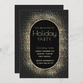 ミニマル金ゴールド紙吹雪企業のホリデーパーティー 招待状 (正面/裏面)