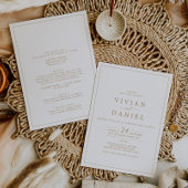 ミニマル金ゴールド結婚すべて 招待状