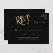 ミニマル金ゴールド結婚のイベント応答RSVP ポストカード (正面/裏面)