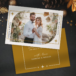 ミニマル金ゴールド結婚クリスマスフォト シーズンカード