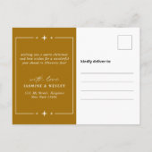 ミニマル金ゴールド結婚クリスマスフォト シーズンポストカード (裏面)