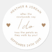 ミニマル金ゴールド結婚ズトスミー紙吹雪優先 ラウンドシール (正面)