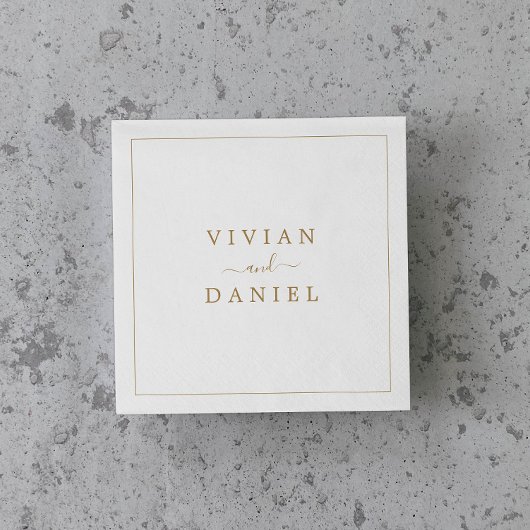 ミニマル金ゴールド結婚ズ スタンダードカクテルナプキン