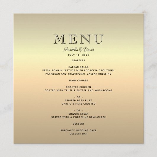 ミニマル金ゴールド結婚ズ メニュー (正面)