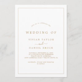 ミニマル金ゴールド結婚タイポグラフィ 招待状