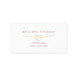 ミニマル金ゴールド結婚ハートのアドレス ラベル