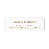 ミニマル金ゴールド結婚ハート差出人住所ラベル ラベル (正面)