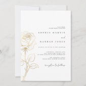 ミニマル金ゴールド結婚バラ 招待状 (正面)