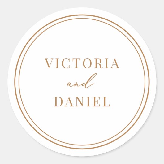 ミニマル金ゴールド結婚式の引き出物封筒用シール ラウンドシール (正面)
