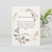 ミニマル金ゴールド結婚植物学 サンキューカード (スタンド正面)