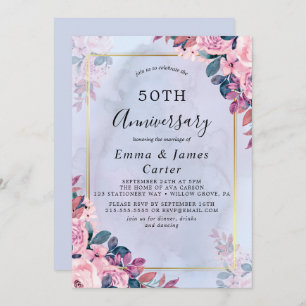 ミニマル金ゴールド結婚50周年 招待状