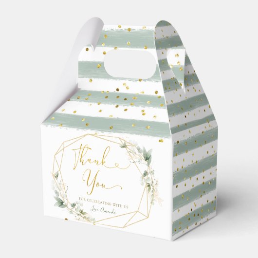 ミニマル金ゴールド緑の幾何学的ベビー開花 フェイバーボックス (正面サイド)