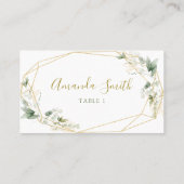 ミニマル金ゴールド緑の幾何学的ベビー開花 プレイスカード (裏面)