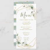 ミニマル金ゴールド緑の幾何学的ベビー開花 メニュー (正面/裏面)