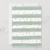 ミニマル金ゴールド緑の幾何学的ベビー開花 招待状 (裏面)