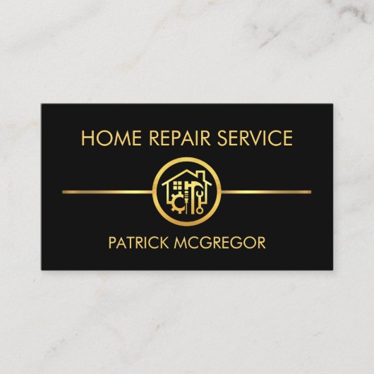 ミニマル金ゴールド線建築ツール 名刺 (正面)