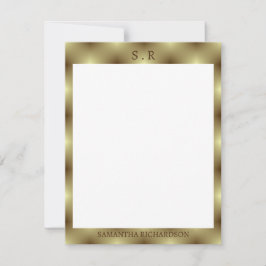 ミニマル金ゴールド縁どモノグラム ノートカード